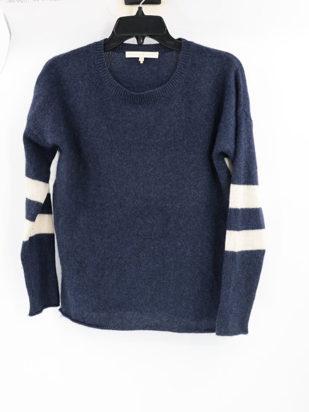 NakedCashmere Cashmere Sweater womens xs Striped sleeves Crewneck blue knit top